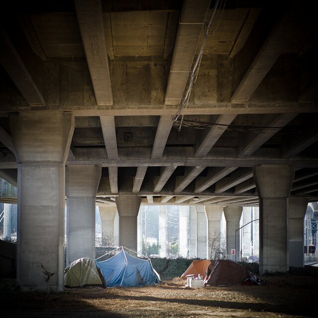 Slightlynorth found this encampment under the West Seattle Bridge, and dropped it into our Flickr pool.