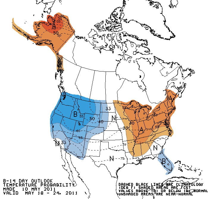 8-14 day forecast map courtesy of the National Weather Service