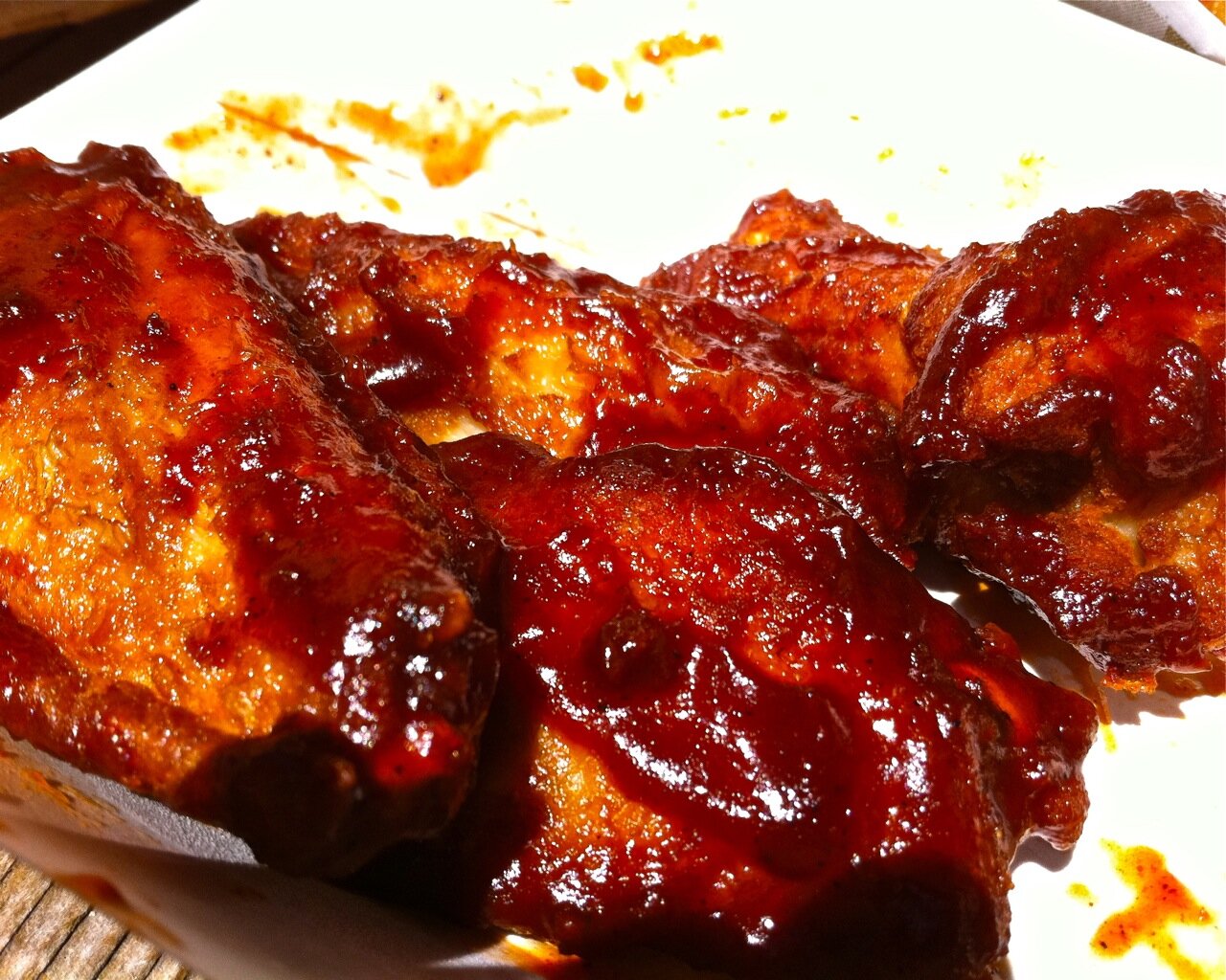 Chicken wings, slathered in BBQ goodness
