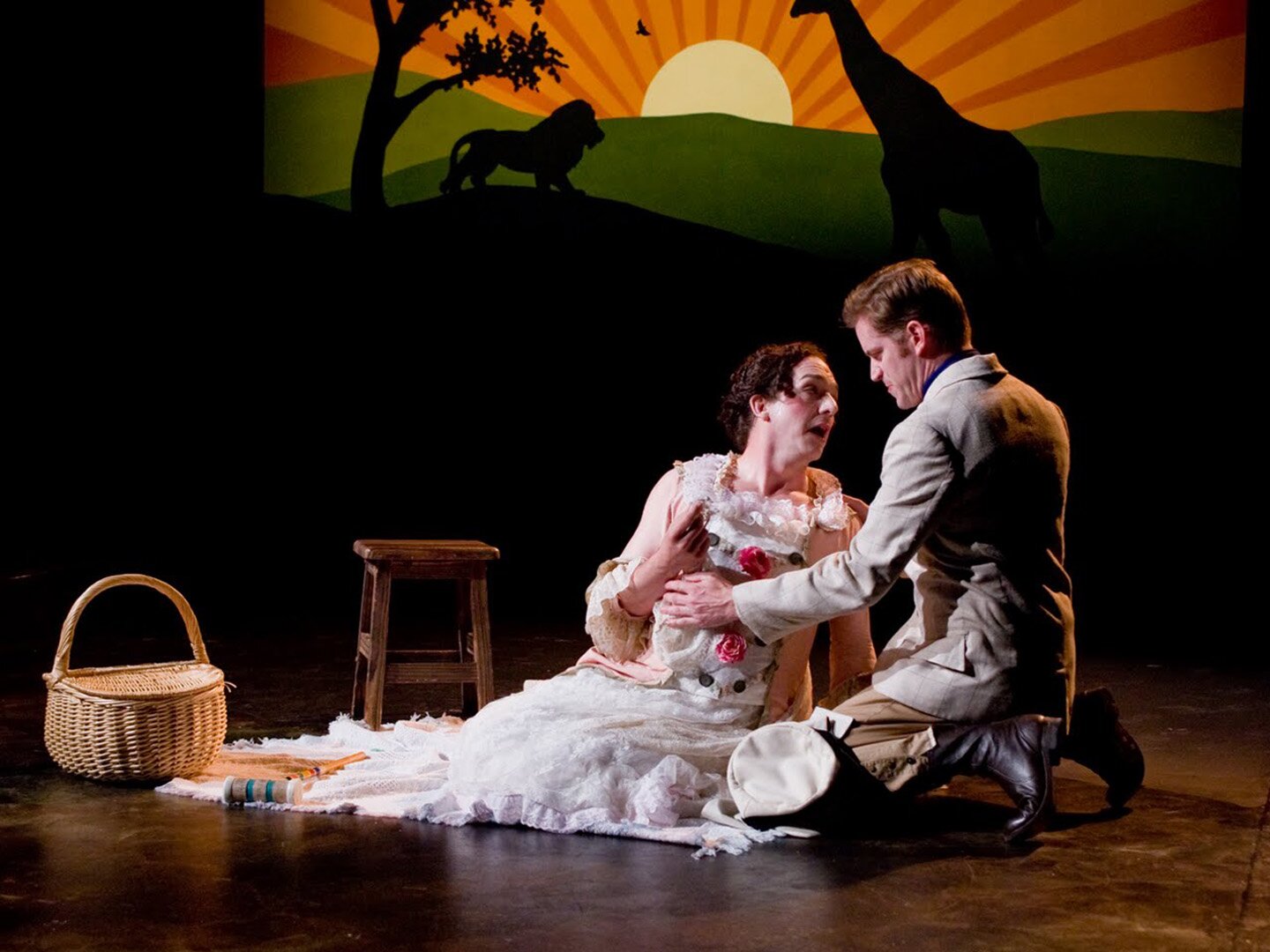 James Cowan and Basil Harris in Strawberry Theatre Workshop's production of Cloud Nine