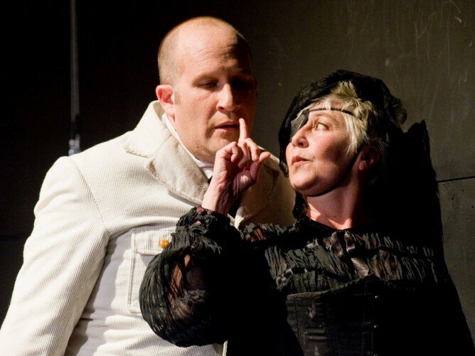 Ian Bell and Gretchen Krich in Strawberry Theatre Workshop's production of Cloud Nine