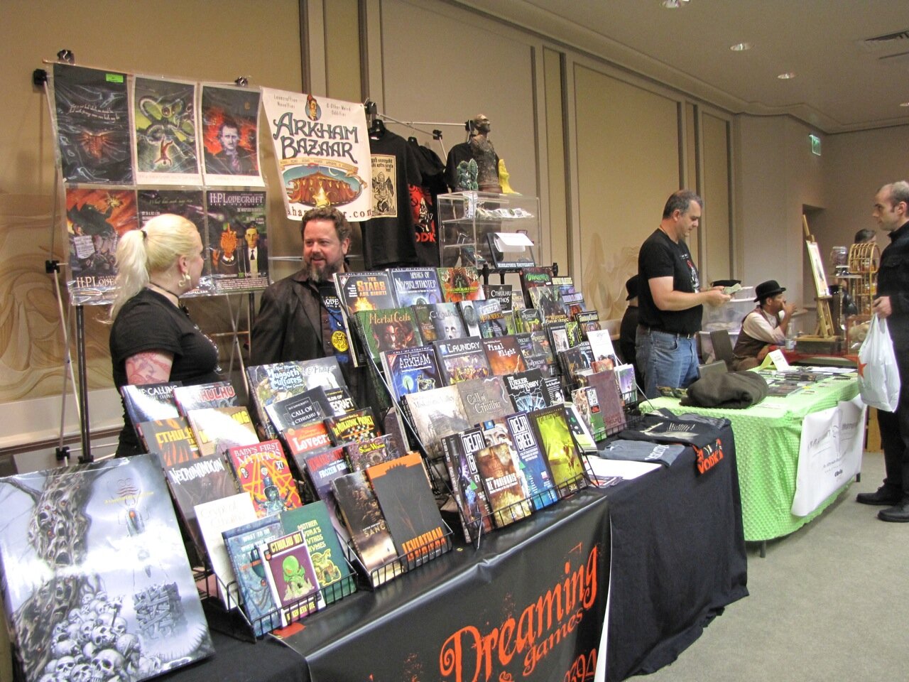 Lovecraft's Visions drew vendors from the Cthulhu Mythos--That's Whisperer in Darkness director Sean Branney to the right of the book display. (photo by Wendi Dunlap)