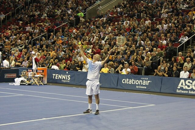 McEnroe plays to the crowd