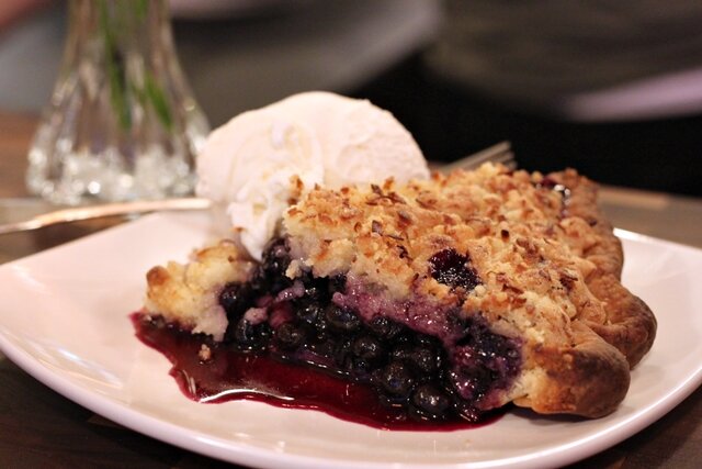 Blue Hawaiian pie with blueberries, pineapple, and coconut (my favorite!)