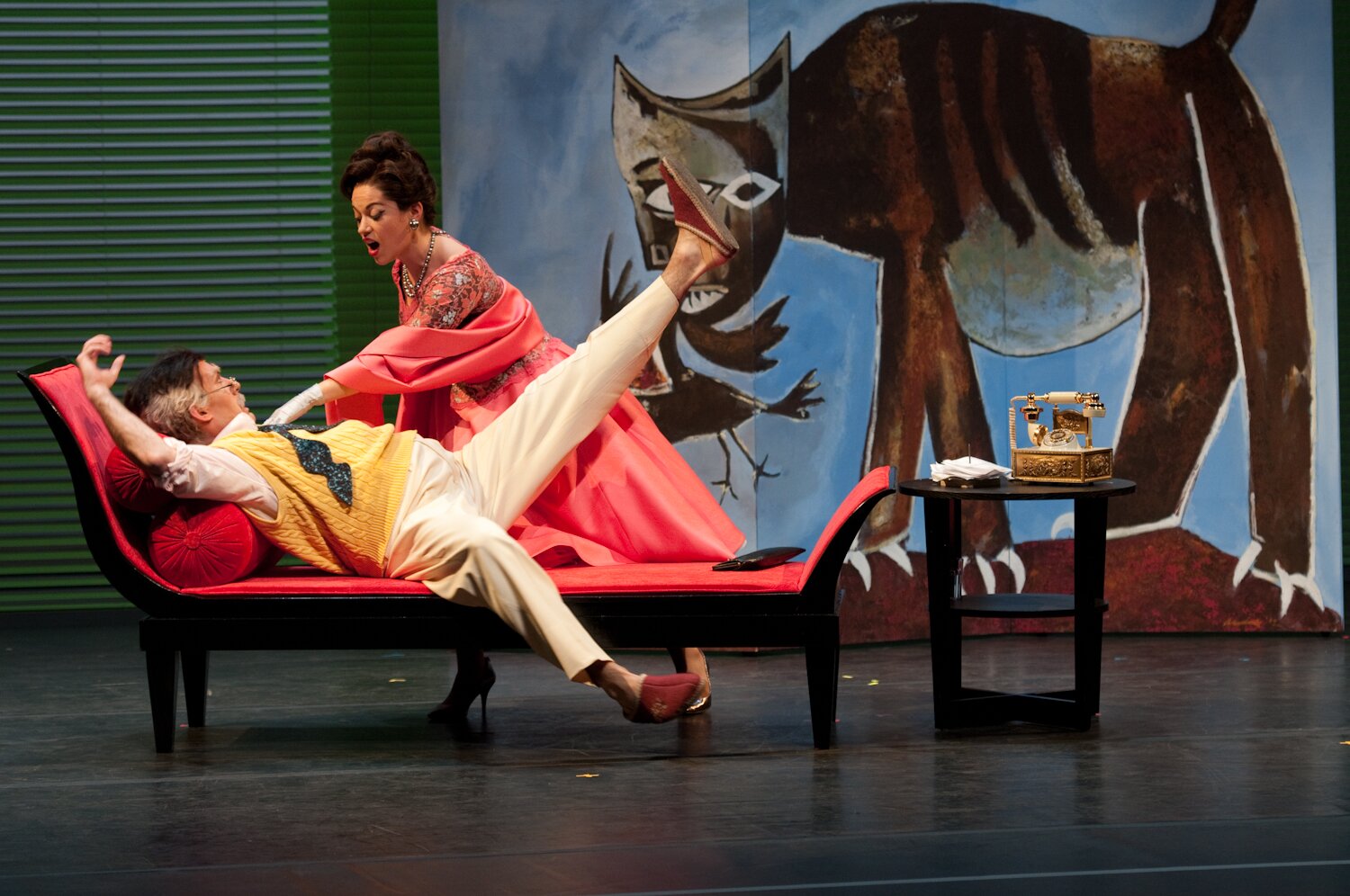 Michael Uloth as Don Pasquale and Amanda Opuszynski as Norina in Seattle Opera's Young Artists production of Don Pasquale. (Photo: © Elise Bakketun)