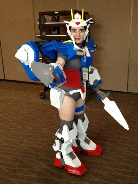 Gina DeBenedictis (21) is from Bellevue, and this is her ninth Sakura-Con. She’s cosplaying as 00 Gundam Girl. She said it took about 10 months to do the costume, “It was pretty much waking up, working on it, taking a break for eating, working on it, then going to sleep.” Her mecha costume is made of craft foam, foam core, paper-maché. This is her first time wearing it to Sakura-Con.
