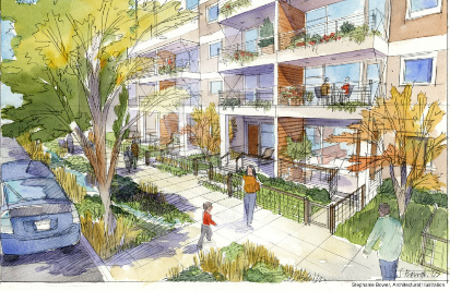 Completely imaginary watercolor of Yesler Terrace redevelopment (Image: SHA)