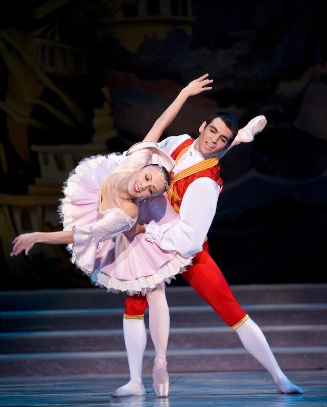 Pacific Northwest Ballet principal dancers Kaori Nakamura and Jonathan Porretta in the Kent Stowell/Maurice Sendak Nutcracker. (Photo © Angela Sterling)