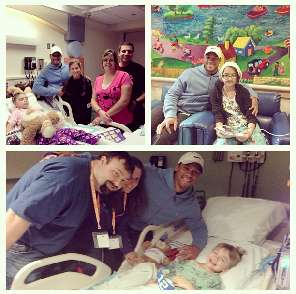 Every week, Wilson and his wife visit sick kids at Seattle Children's Hospital (via Instagram)