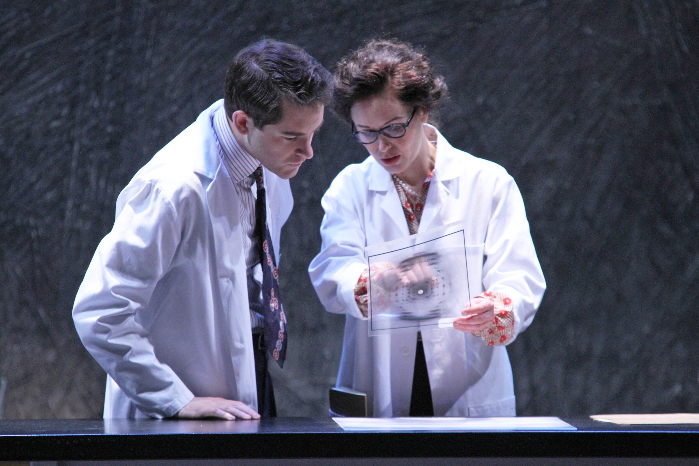 Brian Earp and Kirsten Potter in Photograph 51 at Seattle Repertory Theatre (Photo: Alan Alabastro)