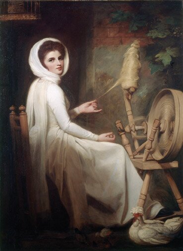 Emma Hart as "The Spinstress," ca. 1784-85, by George Romney (Oil on canvas, 68 5/8 x 50 5/8 in.) Kenwood House, English Heritage; Iveagh Bequest (Photo: American Federation of Arts)