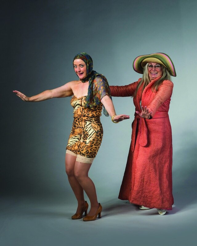 Patti Cohenour as 1970s “Little Edie” Beale (left) and Suzy Hunt as 1970s “Big Edie” Beale in Act 2 of Grey Gardens (Photo: Mark Kitaoka)